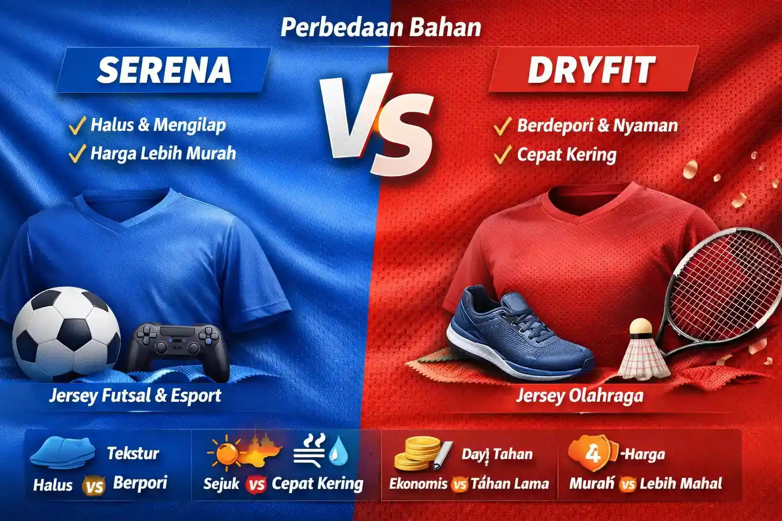 perbedaan serena dan dryfit jersey