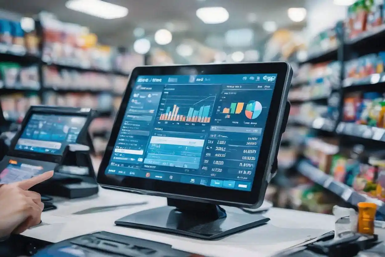 platform kasir minimarket modern dengan dashboard penjualan dan stok