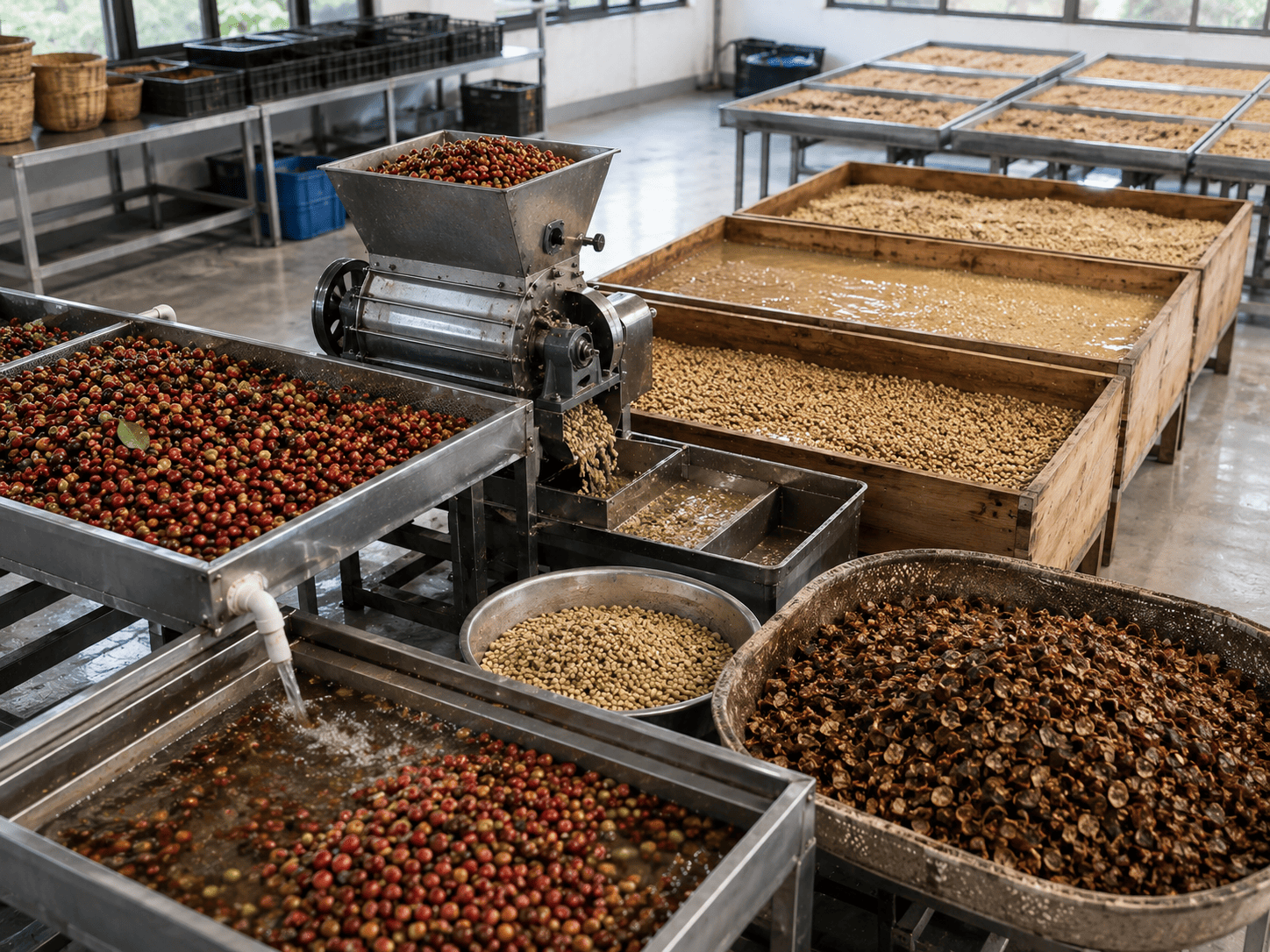 cara menghasilkan biji kopi bersih