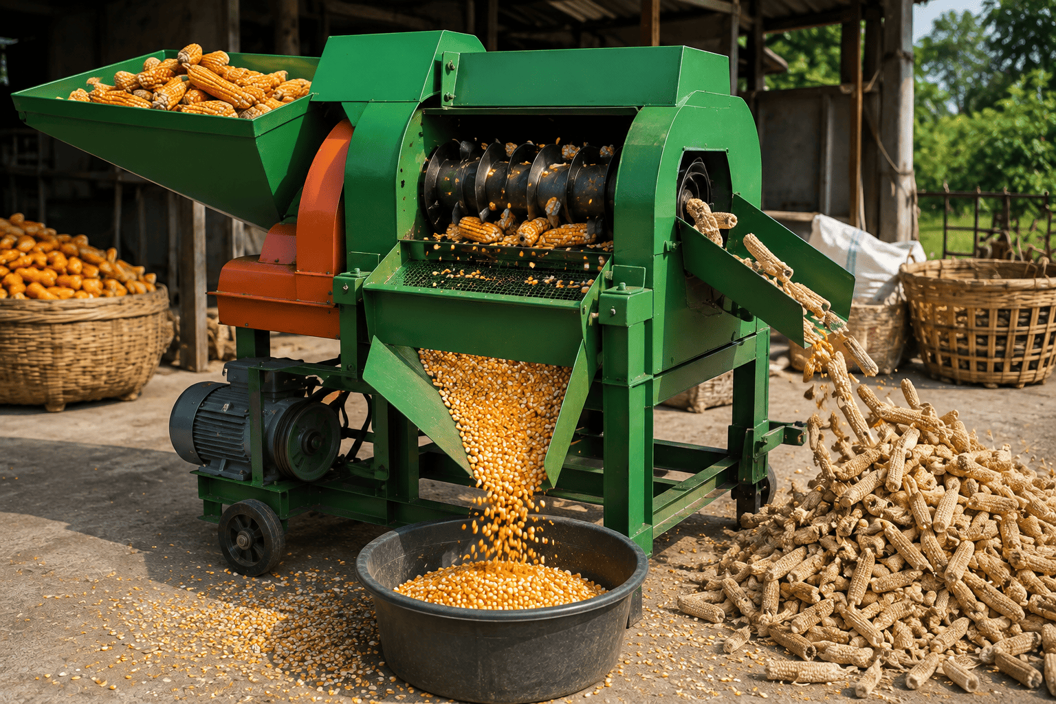 cara kerja mesin perontok jagung